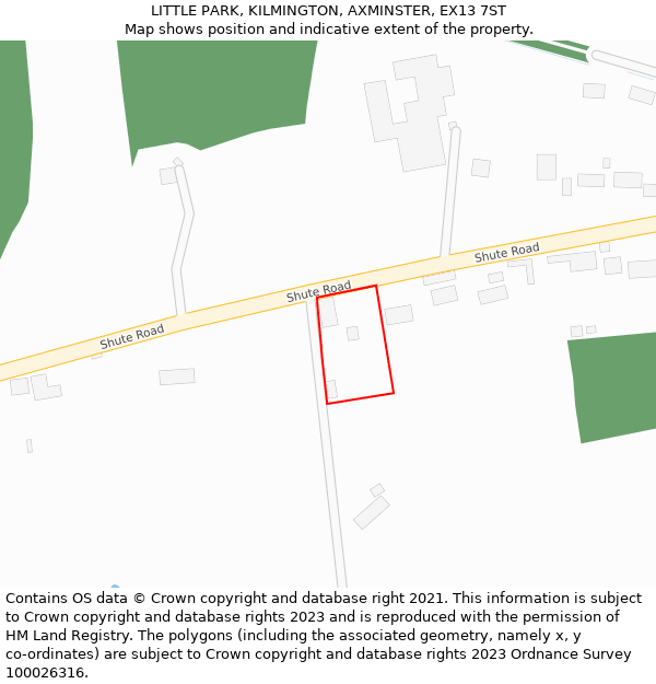 LITTLE PARK, KILMINGTON, AXMINSTER, EX13 7ST: Location map and indicative extent of plot