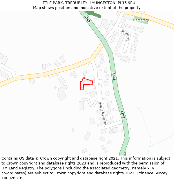 LITTLE PARK, TREBURLEY, LAUNCESTON, PL15 9PU: Location map and indicative extent of plot