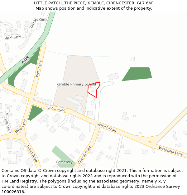 LITTLE PATCH, THE PIECE, KEMBLE, CIRENCESTER, GL7 6AF: Location map and indicative extent of plot
