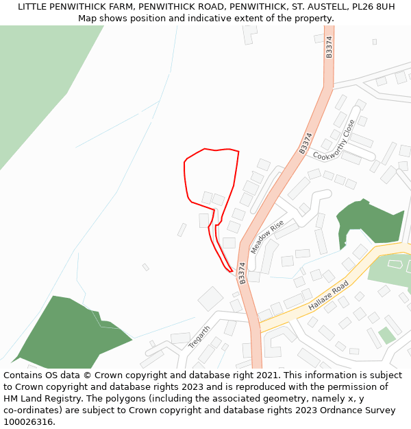 LITTLE PENWITHICK FARM, PENWITHICK ROAD, PENWITHICK, ST. AUSTELL, PL26 8UH: Location map and indicative extent of plot