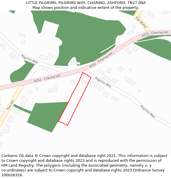 LITTLE PILGRIMS, PILGRIMS WAY, CHARING, ASHFORD, TN27 0NA: Location map and indicative extent of plot