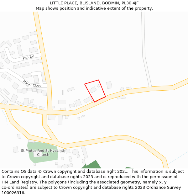 LITTLE PLACE, BLISLAND, BODMIN, PL30 4JF: Location map and indicative extent of plot