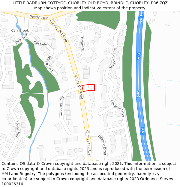 LITTLE RADBURN COTTAGE, CHORLEY OLD ROAD, BRINDLE, CHORLEY, PR6 7QZ: Location map and indicative extent of plot
