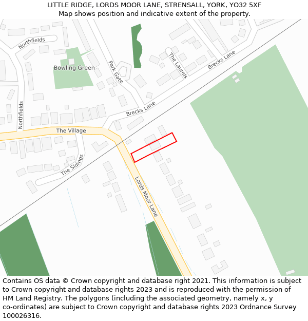 LITTLE RIDGE, LORDS MOOR LANE, STRENSALL, YORK, YO32 5XF: Location map and indicative extent of plot