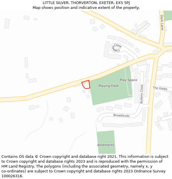 LITTLE SILVER, THORVERTON, EXETER, EX5 5PJ: Location map and indicative extent of plot