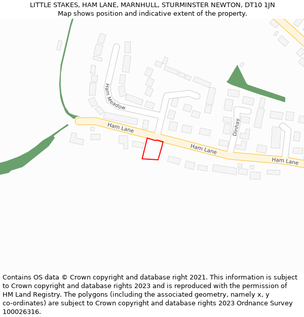 LITTLE STAKES, HAM LANE, MARNHULL, STURMINSTER NEWTON, DT10 1JN: Location map and indicative extent of plot