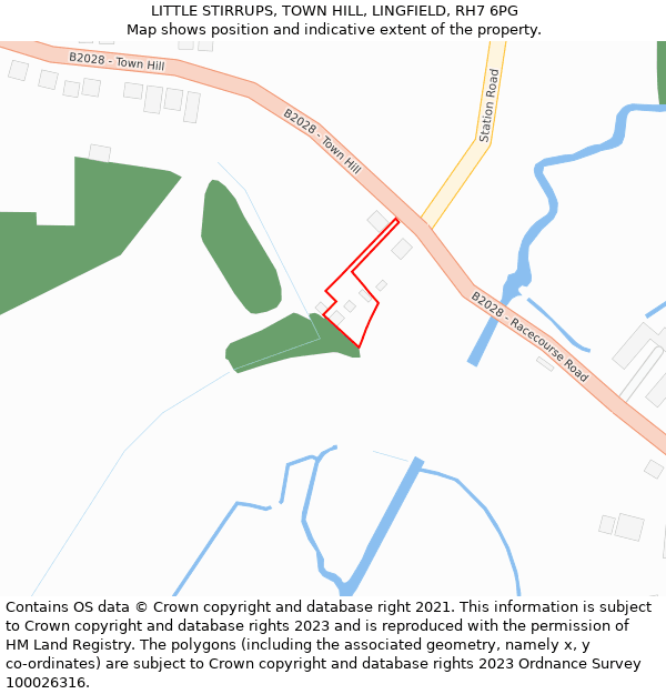 LITTLE STIRRUPS, TOWN HILL, LINGFIELD, RH7 6PG: Location map and indicative extent of plot