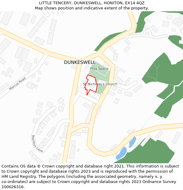 LITTLE TENCERY, DUNKESWELL, HONITON, EX14 4QZ: Location map and indicative extent of plot