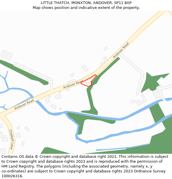 LITTLE THATCH, MONXTON, ANDOVER, SP11 8AP: Location map and indicative extent of plot