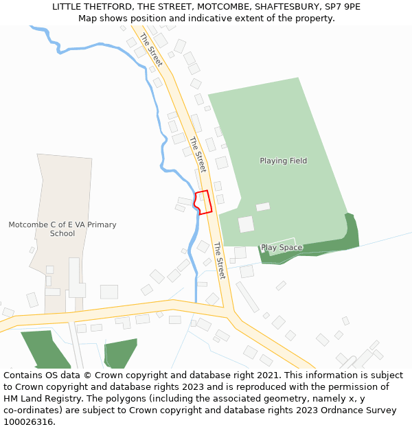 LITTLE THETFORD, THE STREET, MOTCOMBE, SHAFTESBURY, SP7 9PE: Location map and indicative extent of plot