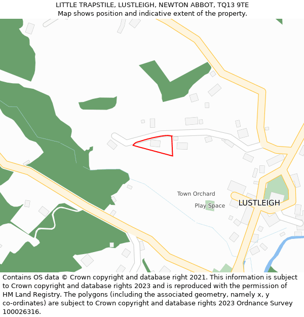 LITTLE TRAPSTILE, LUSTLEIGH, NEWTON ABBOT, TQ13 9TE: Location map and indicative extent of plot