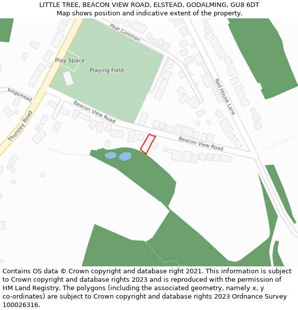 LITTLE TREE, BEACON VIEW ROAD, ELSTEAD, GODALMING, GU8 6DT: Location map and indicative extent of plot