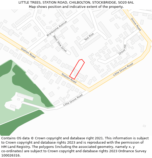 LITTLE TREES, STATION ROAD, CHILBOLTON, STOCKBRIDGE, SO20 6AL: Location map and indicative extent of plot