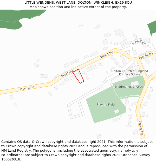 LITTLE WENDENS, WEST LANE, DOLTON, WINKLEIGH, EX19 8QU: Location map and indicative extent of plot