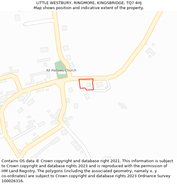LITTLE WESTBURY, RINGMORE, KINGSBRIDGE, TQ7 4HJ: Location map and indicative extent of plot