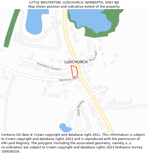 LITTLE WESTERTON, LUDCHURCH, NARBERTH, SA67 8JE: Location map and indicative extent of plot