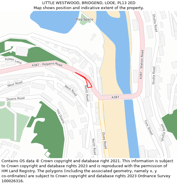 LITTLE WESTWOOD, BRIDGEND, LOOE, PL13 2ED: Location map and indicative extent of plot