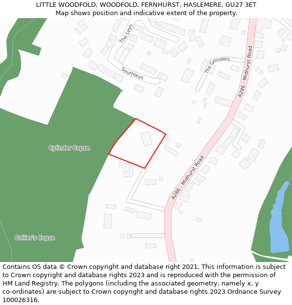 LITTLE WOODFOLD, WOODFOLD, FERNHURST, HASLEMERE, GU27 3ET: Location map and indicative extent of plot