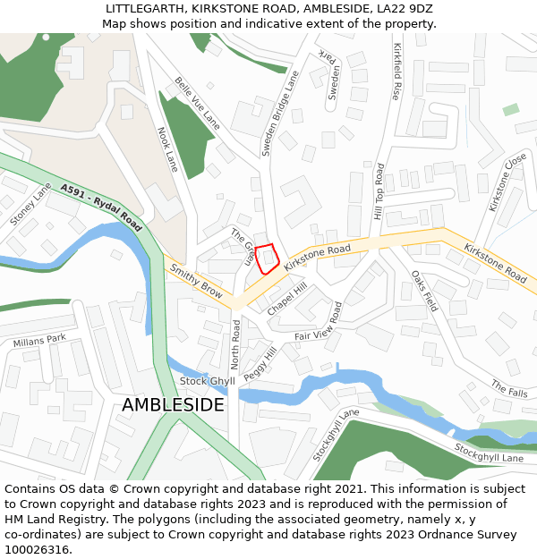 LITTLEGARTH, KIRKSTONE ROAD, AMBLESIDE, LA22 9DZ: Location map and indicative extent of plot