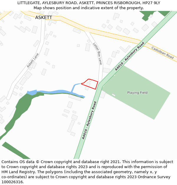 LITTLEGATE, AYLESBURY ROAD, ASKETT, PRINCES RISBOROUGH, HP27 9LY: Location map and indicative extent of plot