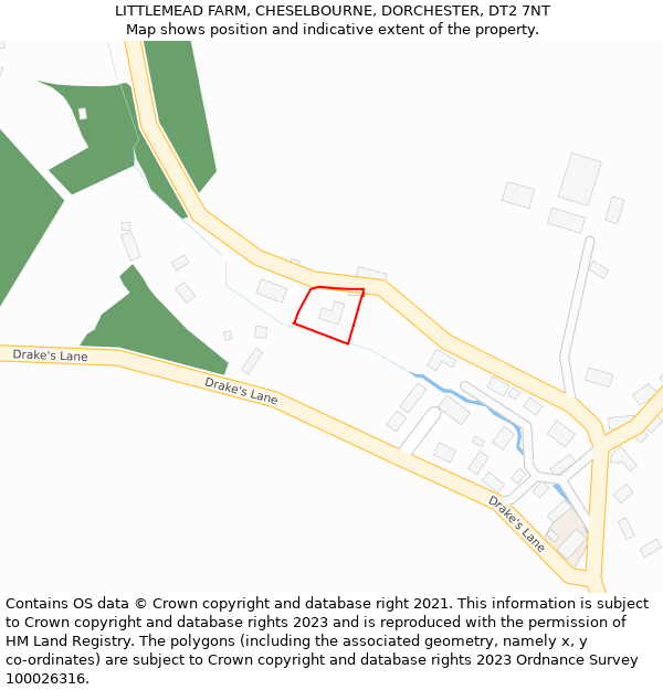 LITTLEMEAD FARM, CHESELBOURNE, DORCHESTER, DT2 7NT: Location map and indicative extent of plot