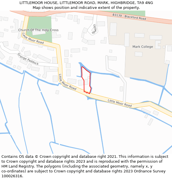 LITTLEMOOR HOUSE, LITTLEMOOR ROAD, MARK, HIGHBRIDGE, TA9 4NG: Location map and indicative extent of plot