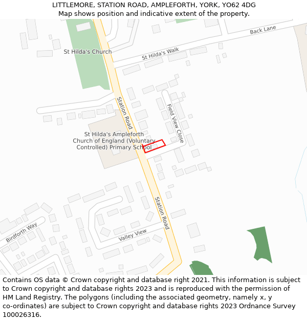 LITTLEMORE, STATION ROAD, AMPLEFORTH, YORK, YO62 4DG: Location map and indicative extent of plot