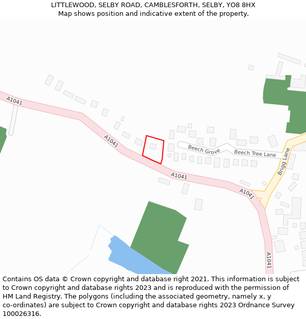 LITTLEWOOD, SELBY ROAD, CAMBLESFORTH, SELBY, YO8 8HX: Location map and indicative extent of plot