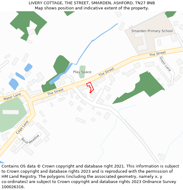 LIVERY COTTAGE, THE STREET, SMARDEN, ASHFORD, TN27 8NB: Location map and indicative extent of plot