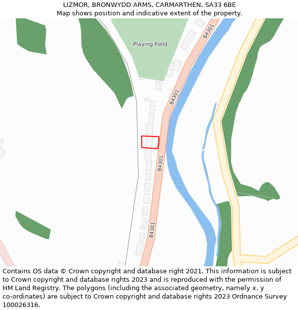 LIZMOR, BRONWYDD ARMS, CARMARTHEN, SA33 6BE: Location map and indicative extent of plot