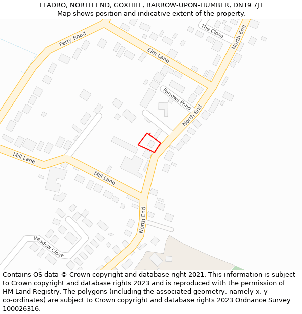 LLADRO, NORTH END, GOXHILL, BARROW-UPON-HUMBER, DN19 7JT: Location map and indicative extent of plot