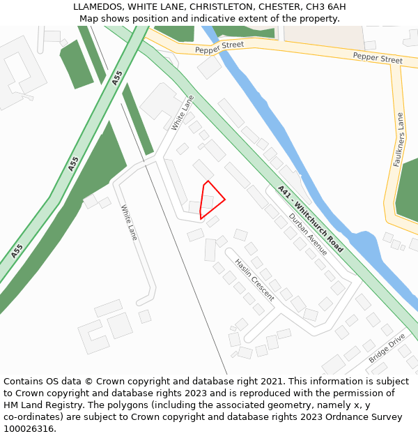 LLAMEDOS, WHITE LANE, CHRISTLETON, CHESTER, CH3 6AH: Location map and indicative extent of plot