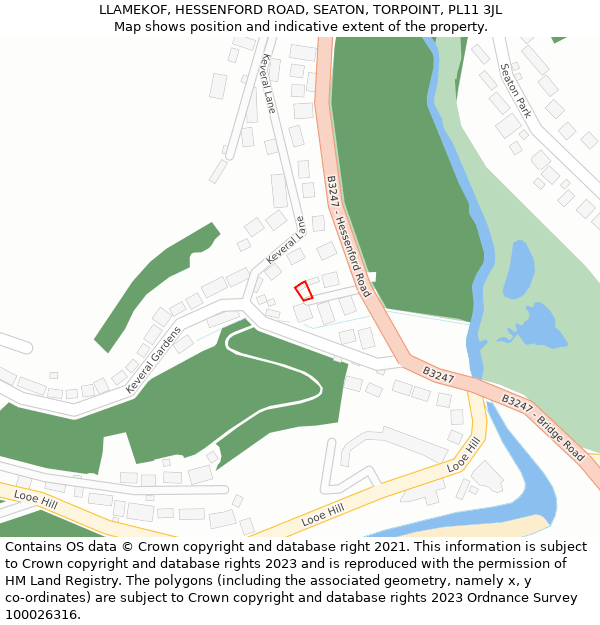 LLAMEKOF, HESSENFORD ROAD, SEATON, TORPOINT, PL11 3JL: Location map and indicative extent of plot