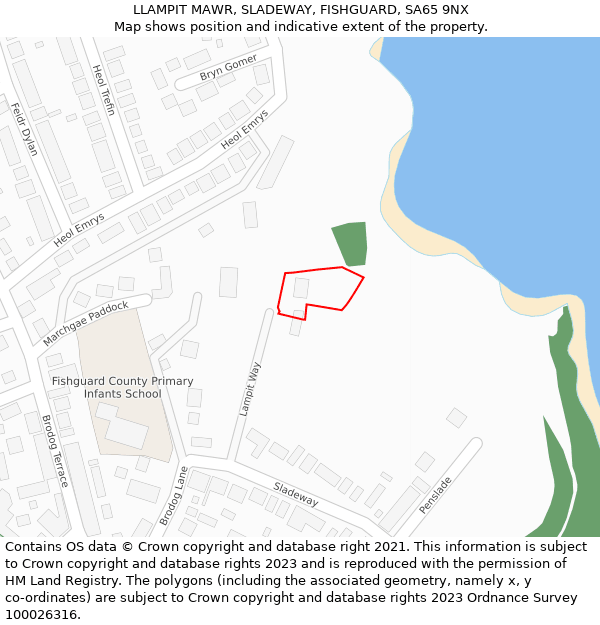 LLAMPIT MAWR, SLADEWAY, FISHGUARD, SA65 9NX: Location map and indicative extent of plot