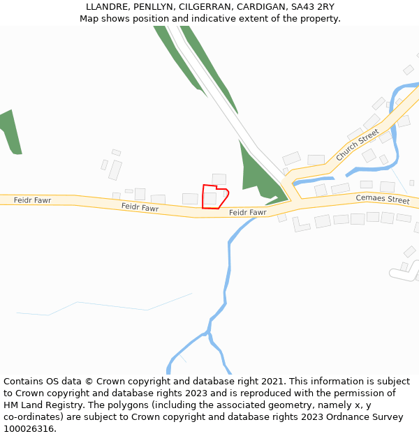 LLANDRE, PENLLYN, CILGERRAN, CARDIGAN, SA43 2RY: Location map and indicative extent of plot