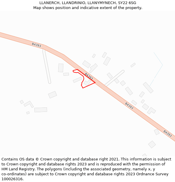 LLANERCH, LLANDRINIO, LLANYMYNECH, SY22 6SG: Location map and indicative extent of plot