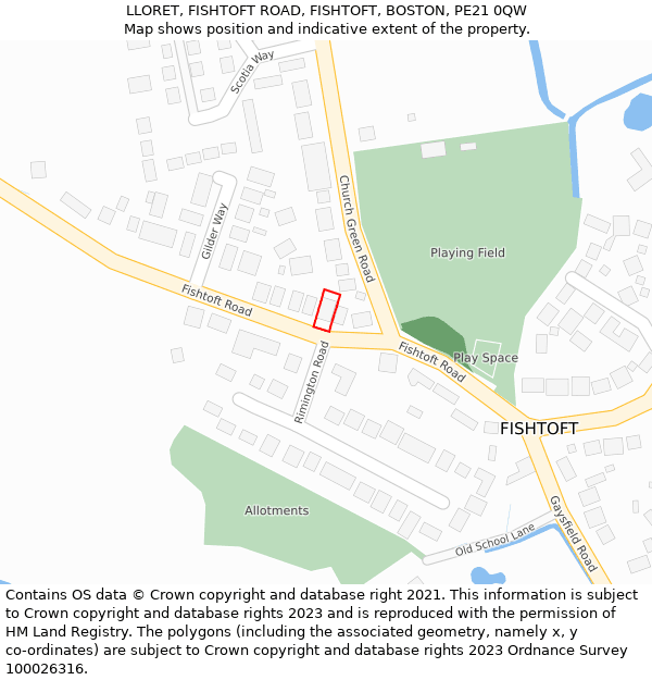 LLORET, FISHTOFT ROAD, FISHTOFT, BOSTON, PE21 0QW: Location map and indicative extent of plot