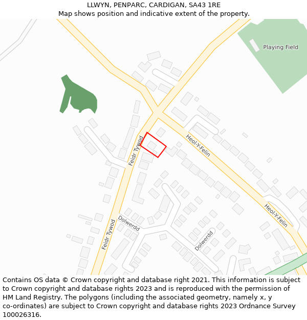 LLWYN, PENPARC, CARDIGAN, SA43 1RE: Location map and indicative extent of plot