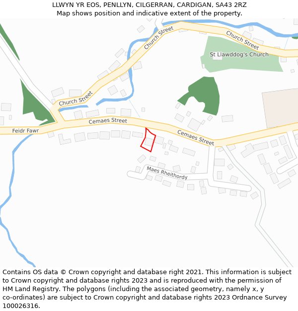 LLWYN YR EOS, PENLLYN, CILGERRAN, CARDIGAN, SA43 2RZ: Location map and indicative extent of plot