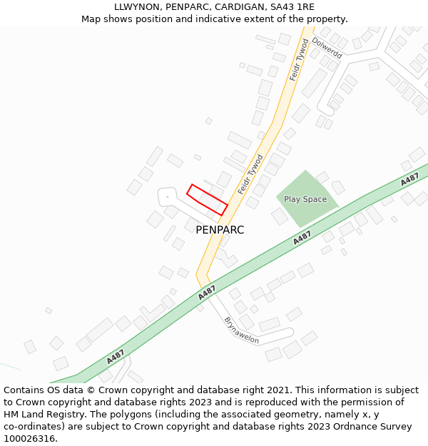 LLWYNON, PENPARC, CARDIGAN, SA43 1RE: Location map and indicative extent of plot
