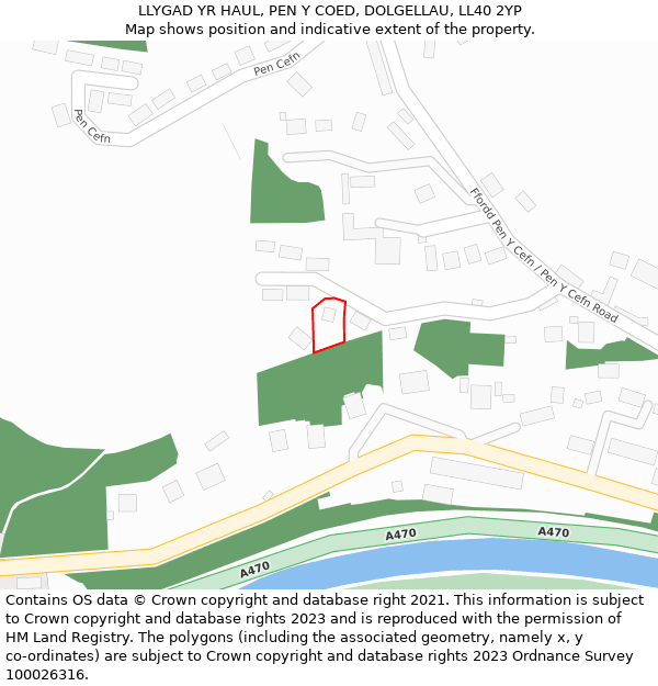 LLYGAD YR HAUL, PEN Y COED, DOLGELLAU, LL40 2YP: Location map and indicative extent of plot