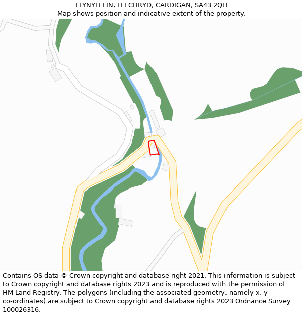 LLYNYFELIN, LLECHRYD, CARDIGAN, SA43 2QH: Location map and indicative extent of plot