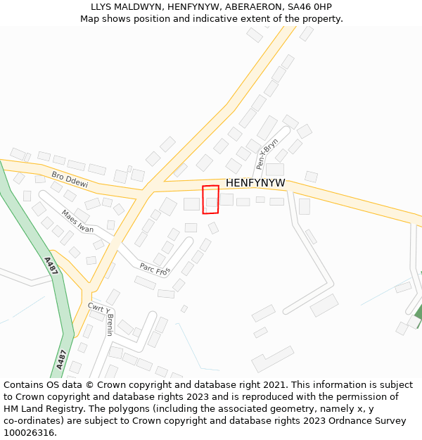 LLYS MALDWYN, HENFYNYW, ABERAERON, SA46 0HP: Location map and indicative extent of plot