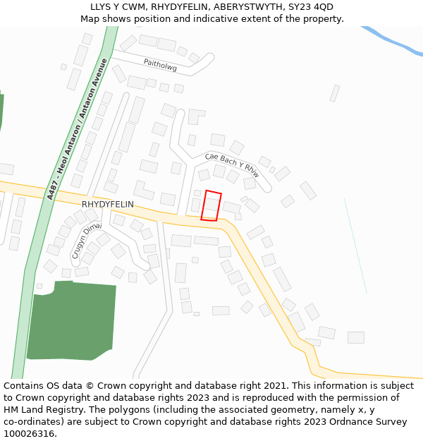 LLYS Y CWM, RHYDYFELIN, ABERYSTWYTH, SY23 4QD: Location map and indicative extent of plot