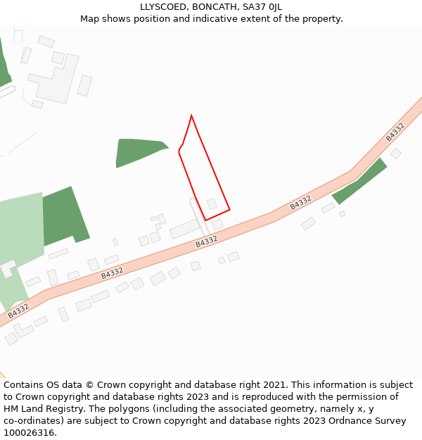 LLYSCOED, BONCATH, SA37 0JL: Location map and indicative extent of plot