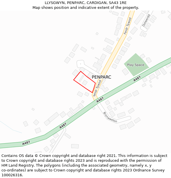 LLYSGWYN, PENPARC, CARDIGAN, SA43 1RE: Location map and indicative extent of plot