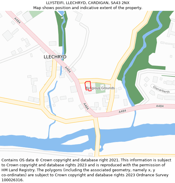 LLYSTEIFI, LLECHRYD, CARDIGAN, SA43 2NX: Location map and indicative extent of plot
