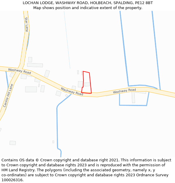 LOCHAN LODGE, WASHWAY ROAD, HOLBEACH, SPALDING, PE12 8BT: Location map and indicative extent of plot
