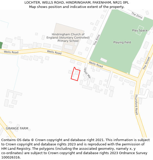 LOCHTER, WELLS ROAD, HINDRINGHAM, FAKENHAM, NR21 0PL: Location map and indicative extent of plot