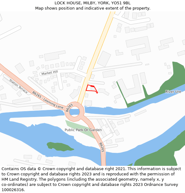 LOCK HOUSE, MILBY, YORK, YO51 9BL: Location map and indicative extent of plot